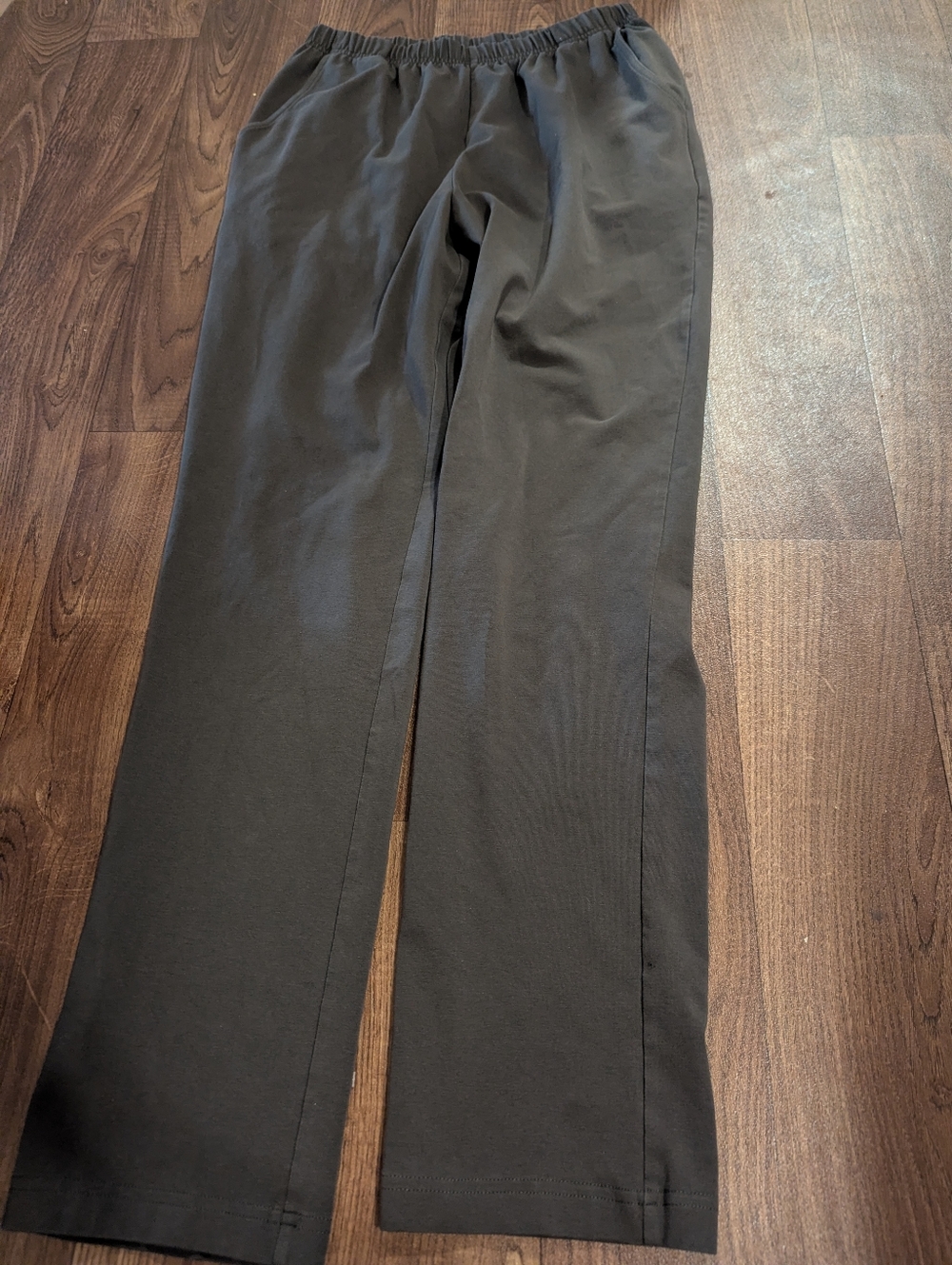LL Bean Womens Pull On Pants Medium Regular Brown Wide Leg Pockets Comfy  Lounge